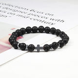 Thompson Luxury Lava-Stein Perlenarmband mit Kreuz "Benny”