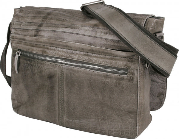 BULL & HUNT® Messenger Bag "Grey-Stripe" Büffel-Leder