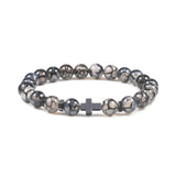 Thompson Luxury Glas-Perlenarmband mit Kreuz “Larry”