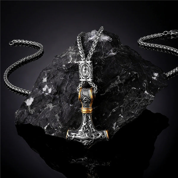 Thompson Luxury Nordischer Viking „Thor“ Hammer (Mjolnir) skandinavische Runen Halskette
