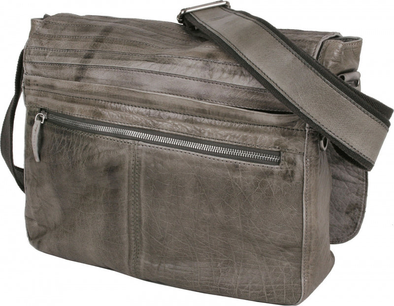 BULL & HUNT® Messenger Bag "Grey-Stripe" Büffel-Leder