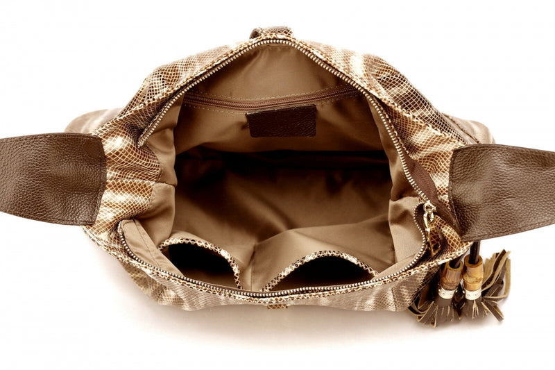 Thompson Luxury Bags "Karla" Schulter-Hobo-Bag Leder Snake-Prägung