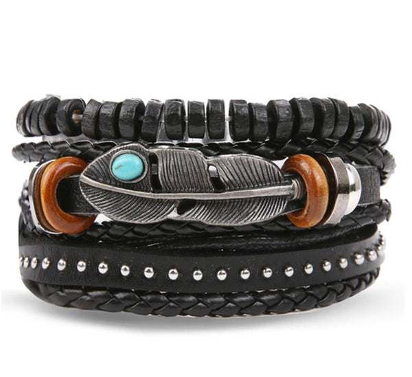 Thompson Luxury Kunstleder-Armband “Kay”, 3-lagig