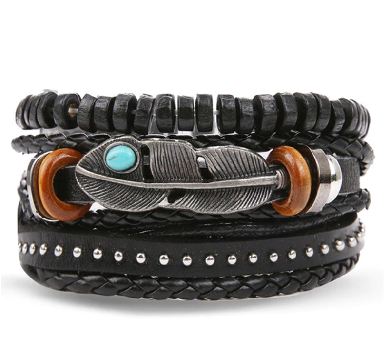 Thompson Luxury Kunstleder-Armband “Kay”, 3-lagig
